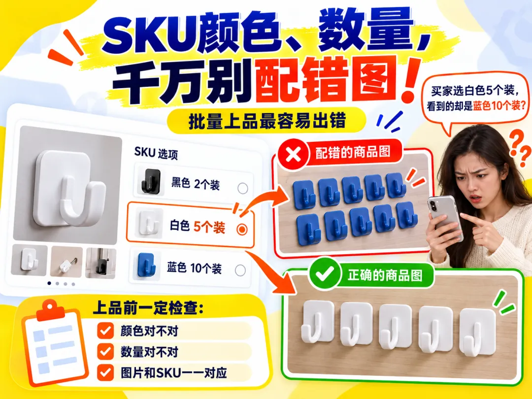 SKU 与商品图片对应错位的常见错误示意