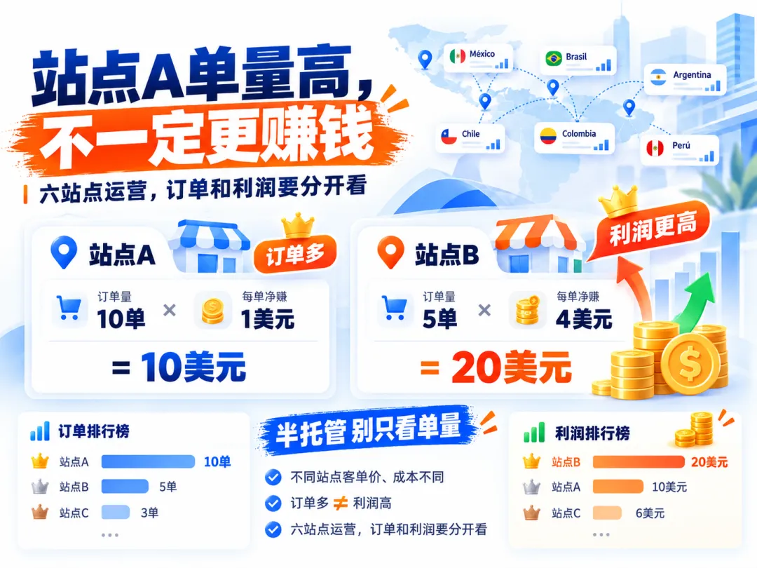 站点订单量与利润对比示意