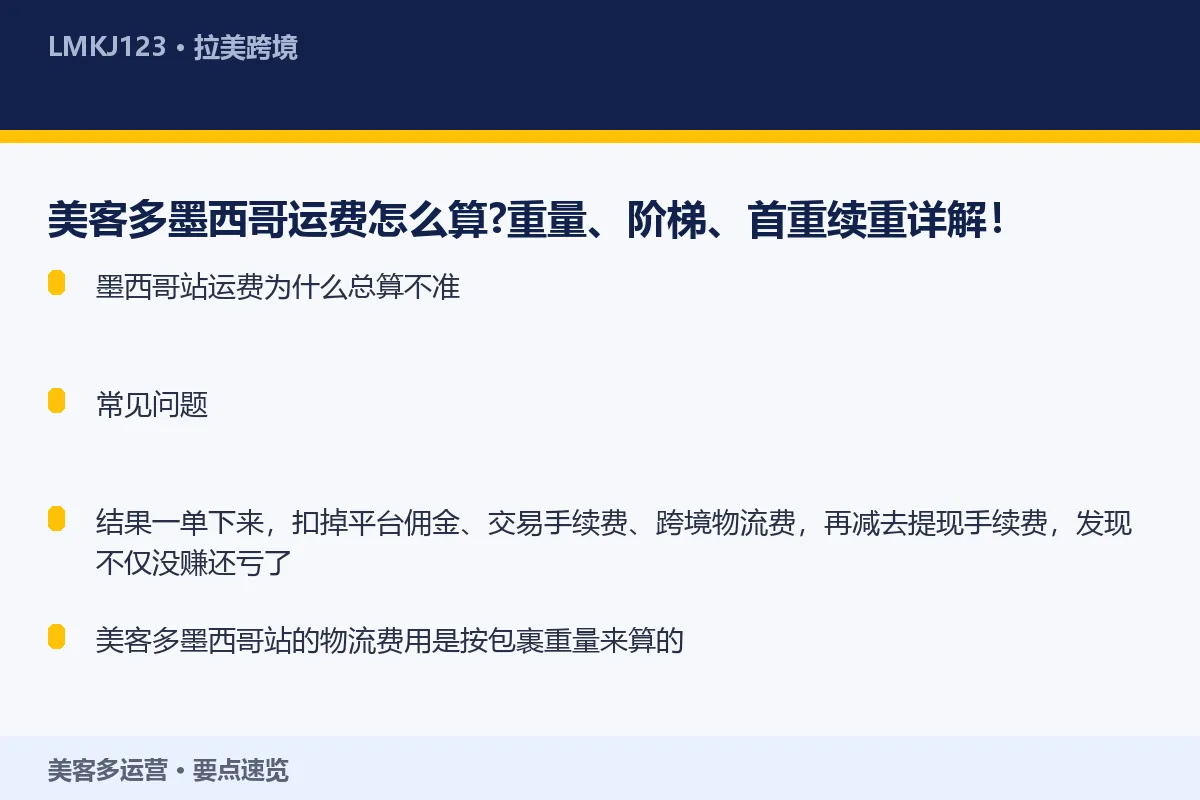美客多墨西哥运费怎么算？重量、阶梯、首重续重详解 要点速览