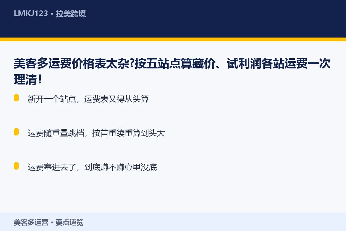 美客多运费价格表太杂？按五站点算藏价、试利润各站 要点速览
