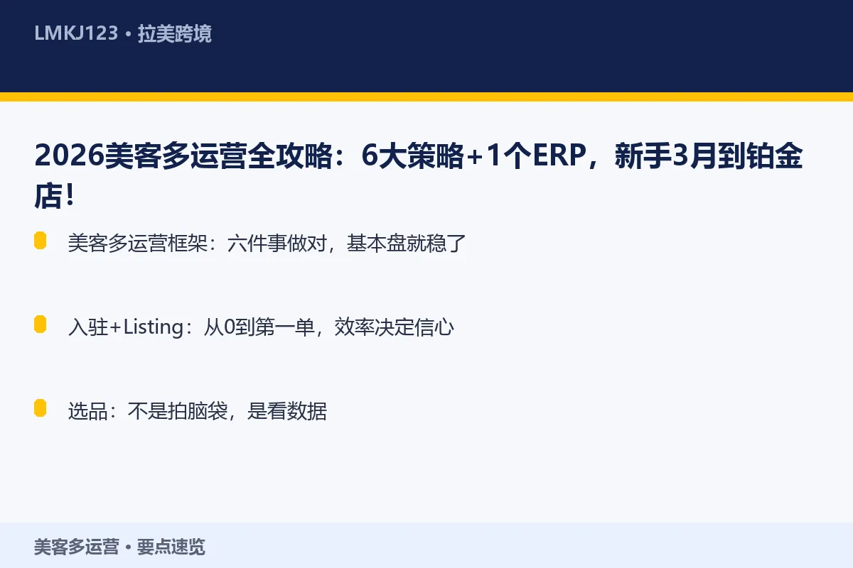 2026美客多运营全攻略：6大策略+1个ERP， 要点速览